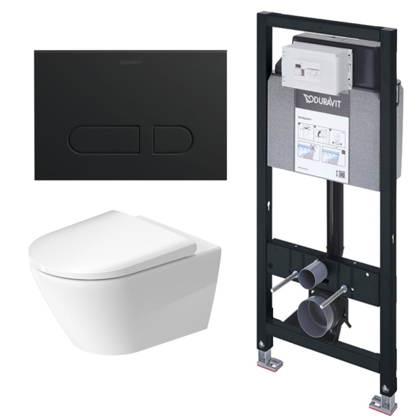 Инсталляция с подвесным унитазом Duravit D-Neo с клавишей черный матовый Set_D-Neo_черный (детальная фотография)