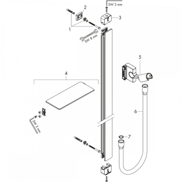 Штанга для душа Hansgrohe Unica хром 27640000 (детальная фотография), нет в наличии