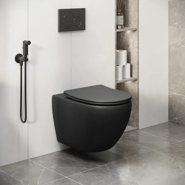 Унитаз подвесной Grossman Color черный матовый GR-4411BMS (детальная фотография), фаянс, керамика