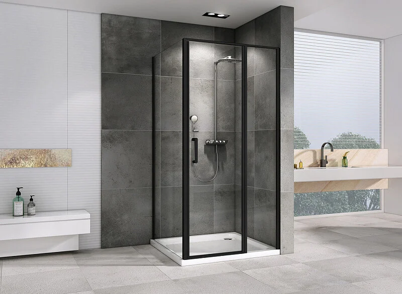 Душевой уголок Abber Sonnenstrand 110х75 см профиль черный, стекло прозрачное AG04110BS-S75B (детальная фотография), черные