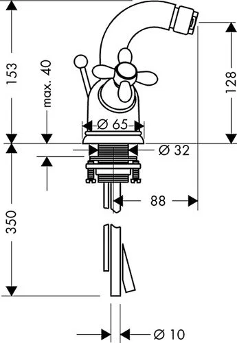 Смеситель для биде Axor Carlton 17230 (детальная фотография), для биде
