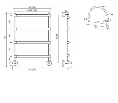 Полотенцесушитель водяной цвет:хром Margaroli 442, 4 секции с аркой 4424704CRNA (детальная фотография), с нижним подключением