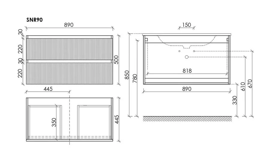 Тумба под раковину подвесная Sancos Snob R 90 см Doha Soft SNR90SM (детальная фотография), нет в наличии