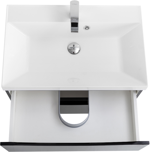 Тумба под раковину подвесная BelBagno Marino 60 см с двумя выкатными ящиками, nero lucido MARINO-600-2C-SO-NL-P (детальная фотография), 60 см