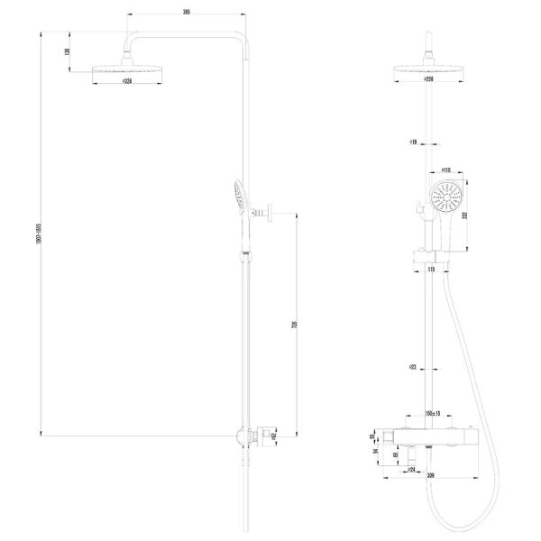 Душевая стойка Lemark Bronx графит LM3772GM (детальная фотография), современные, hi-tech