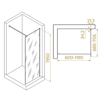 Душевая перегородка RGW Walk In WA-001 70 см прозрачное стекло, профиль хром