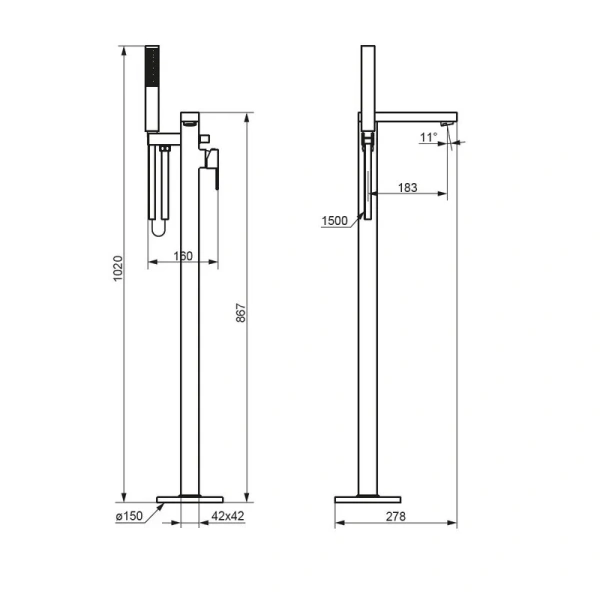 Смеситель для ванны Damixa Gala черный 535000300 (детальная фотография), для ванны