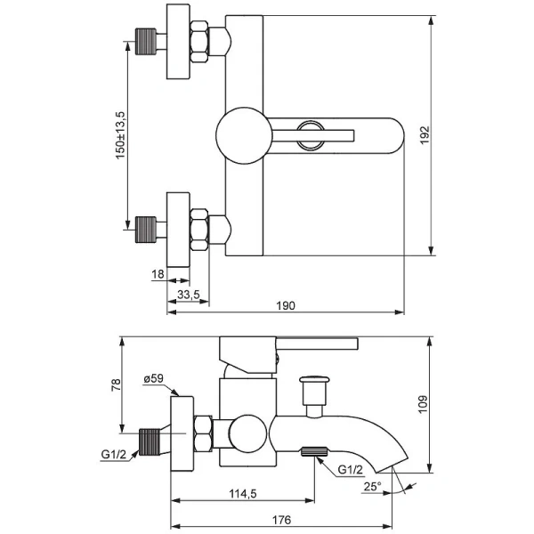Смеситель для ванны Damixa Scandinavian Pure золото 361000600 (детальная фотография), для ванны