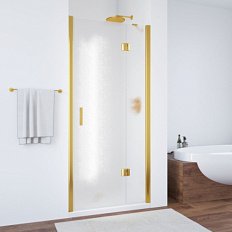 Душевая дверь профиль золотой стекло шиншилла Vegas-glass