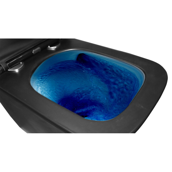 Унитаз подвесной Azario Teramo черный матовый AZ-0052-UQ1MB (детальная фотография), безободковые, сиденье с микролифтом , с антивсплеском