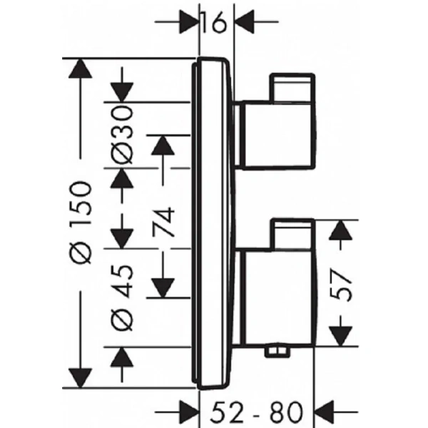 Смеситель для душа термостатический Hansgrohe Ecostat S 15758000 (детальная фотография), для душа