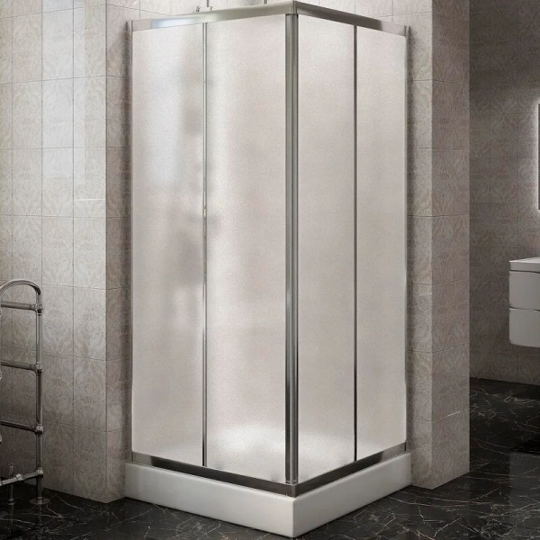 Душевой уголок BelBagno Due 90x90 см стекло текстурное DUE-A-2-90-P-Cr (детальная фотография)