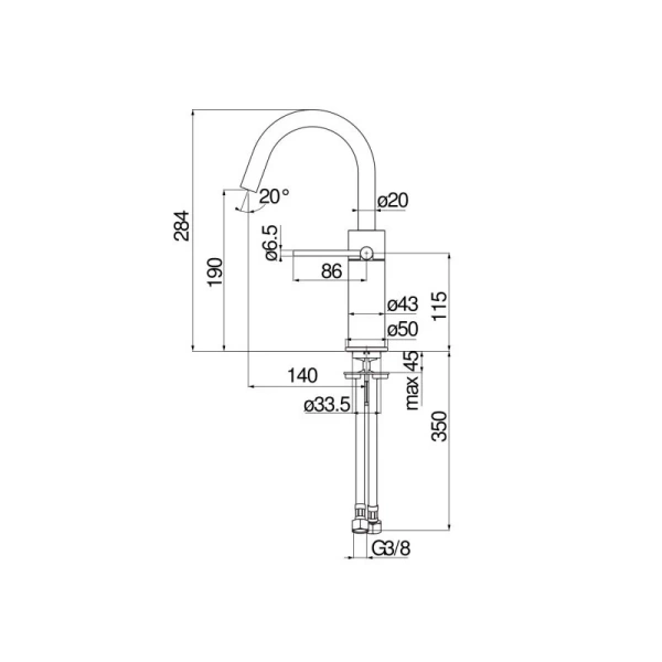 Смеситель для раковины Nobili Velis красное золото VE125138/3RCP (детальная фотография), для раковины
