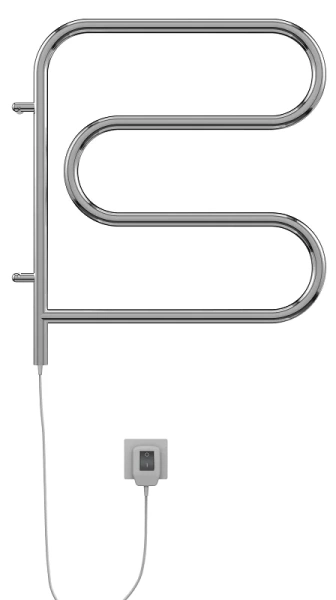 Полотенцесушитель электрический Terminus F-образный 600x600 поворотный 4620768883897 (детальная фотография), хром