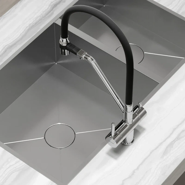 Смеситель для кухни Sancos Dora хром SC4003CH (детальная фотография), высокие, из латуни, округлая форма, для питьевой воды с фильтром