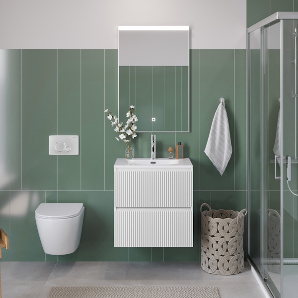 Тумба под раковину подвесная BelBagno Uno-Mini 50 см Bianco Opaco UNO-MINI-500-2C-SO-BO (детальная фотография), в наличии