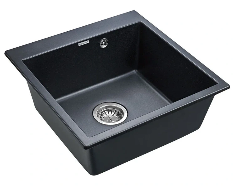 Мойка для кухни Paulmark Praktisch 51 см черный металлик PM105152-BLM (детальная фотография), кварц