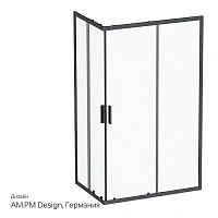 Душевой уголок Am.Pm Gem S 120x80 см профиль черный матовый, стекло прозрачное