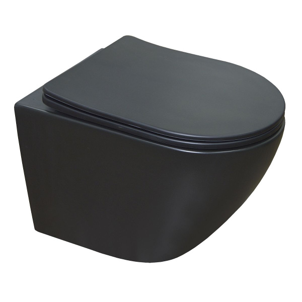 Унитаз подвесной Azario Gloria черный матовый AZ-2003MB (детальная фотография), подвесные, встраиваемые