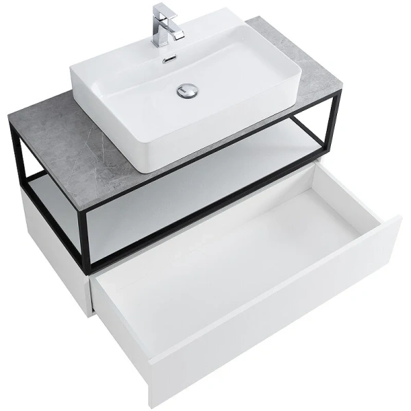 Каркас с раковиной подвесной Cezares CADRO-100/46/30-1C-SO-MET-ST 100 см стальной (детальная фотография), черная