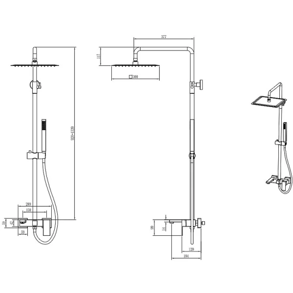 Душевая стойка Boheme Qubic бронза 478-BR (детальная фотография), современные, hi-tech