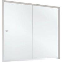 Душевая шторка на ванную профиль белый стекло сатин Vegas-glass