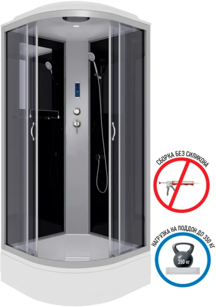 Душевая кабина Niagara Classic 90x90 см стекло тонированное 35011434P (детальная фотография), полукруглые, четверть круга