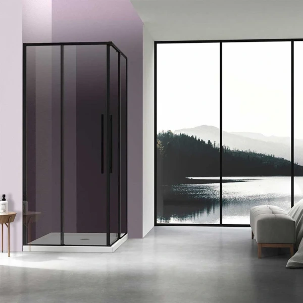 Душевой уголок Vincea Slim-N 100х80 см профиль черный стекло тонированное VSS-4SN8010CGB (детальная фотография)