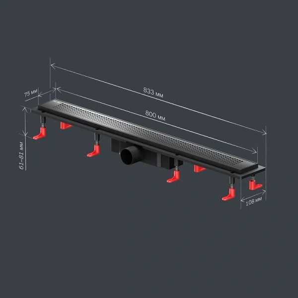 Душевой лоток Am.Pm PrimeFlow 80 см черный матовый W02SC-P11-080-01BM (детальная фотография), для монтажа в пол