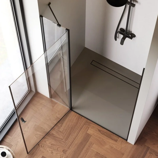 Душевая дверь в нишу Am.Pm Sunny 120 см профиль черный W87G-120-1P-BT (детальная фотография), в нишу