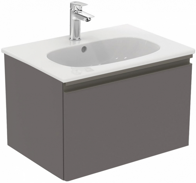 Тумба с раковиной подвесная Ideal Standard Tesi T0046 60 см с 1-м ящиком (детальная фотография), комплект (набор)