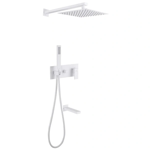 Душевой комплект Abber Daheim белый матовый AF8217W (детальная фотография)