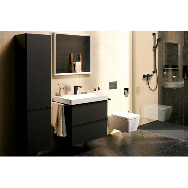 Смеситель для душа Hansgrohe Tecturis E матовый черный 73620670 (детальная фотография), из латуни, округлая форма