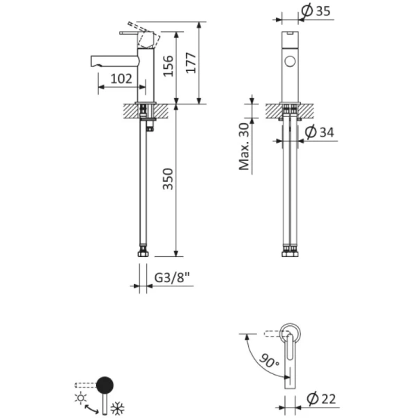 Смеситель для раковины Cezares Leaf sunset LEAF-LSM1-SS (детальная фотография), для раковины