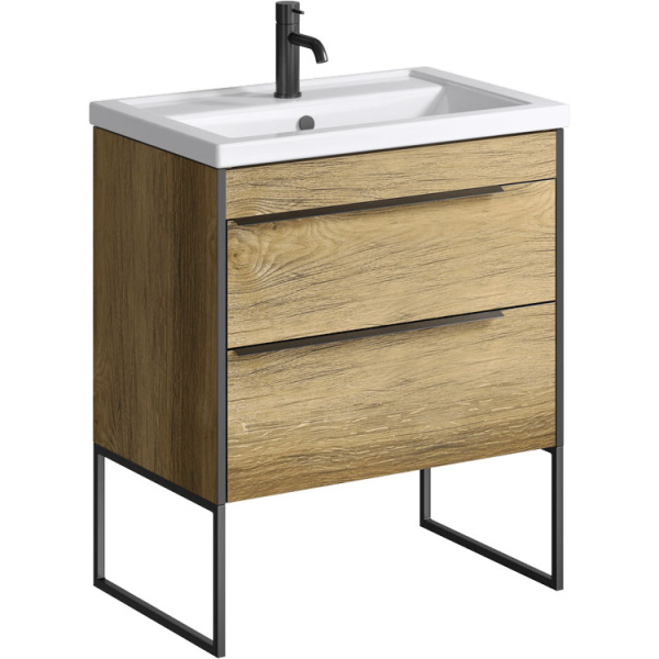 Тумба под раковину подвесная Aqwella Fargo 70 см дуб балтийский FRG0107DB (детальная фотография), подвесная, пристенная