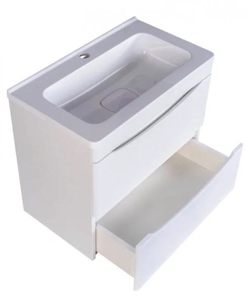 Тумба с раковиной подвесная Style Line Бергамо СС-0000231 60 см с ящиками (детальная фотография), белая, серая, черная