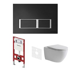 Унитаз с инсталляцией Tece TECEspring панель смыва черная