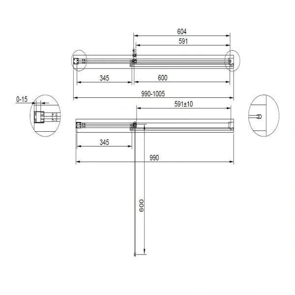 Душевая дверь в нишу Cezares Urban 100 см профиль хром URBAN-B-12-100-C-CR (детальная фотография), 100 см