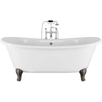 Ванна чугунная Devon & Devon Admiral 182х81 см два отверстия под смеситель, ножки алюминий натуральный