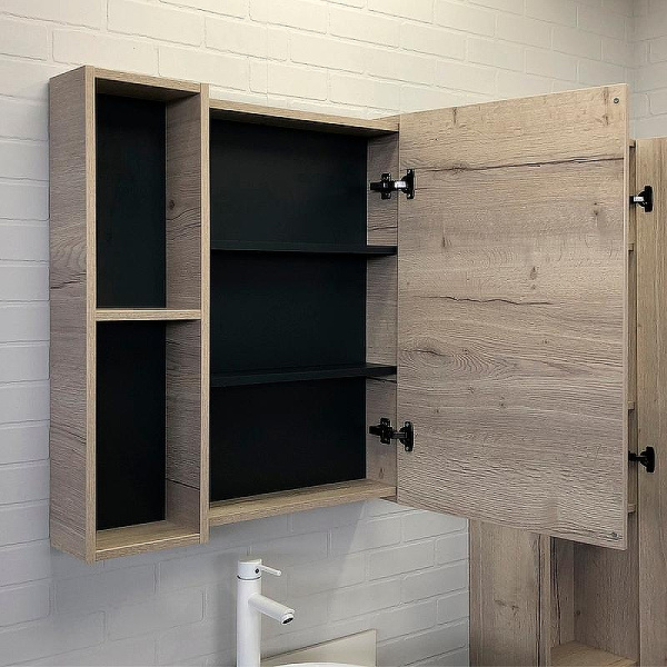 Зеркальный шкаф Comforty Порто 70 см дуб дымчатый 00-00009234CF (детальная фотография), нет в наличии