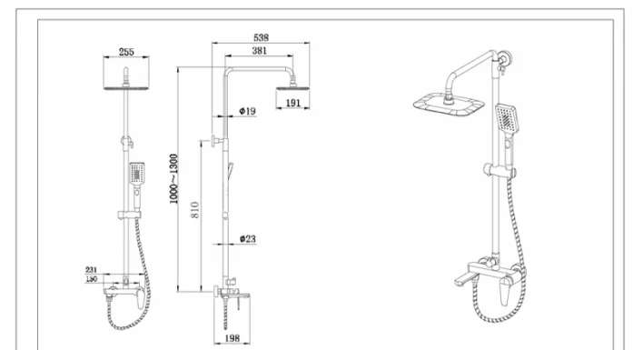 Душевая стойка Bravat ARDEN F6351385CP-A1-RUS (детальная фотография), современные, hi-tech
