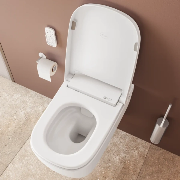 Интеллектуальный подвесной унитаз Vitra V-Care  5674B003-6194 (детальная фотография), с микролифтом