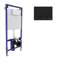 Инсталляция для унитаза BERGES Novum кнопка черная Soft Touch