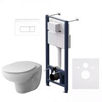 Унитаз с инсталляцией Am.Pm Sense с сиденьем микролифт и белой клавишей