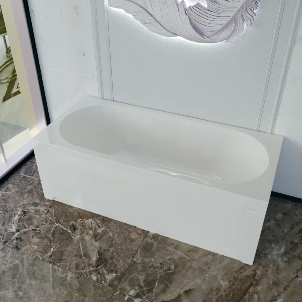 Акриловая ванна Радомир Вальс 1-01-2-0-9-194К, 190 x 90 см, каркас, фронтальный экран, слив-перелив автомат Вальс в комплекте, белая/хром (детальная фотография), прямоугольные