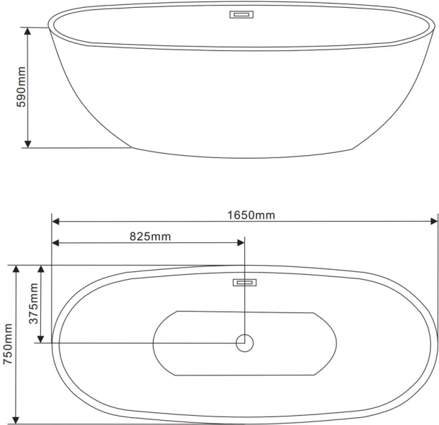 Ванна акриловая Grossman 165x75 см белая GR-1101 (детальная фотография), акриловые