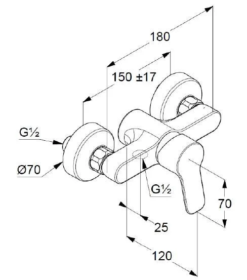 Смеситель для душа Kludi Pure&Easy 37841 однорычажный (детальная фотография), для душа
