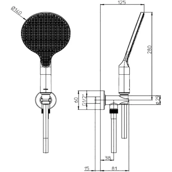 Душевой комплект Bossini Apice черный матовый CE3002C.073 (детальная фотография), душевые комплекты, наборы