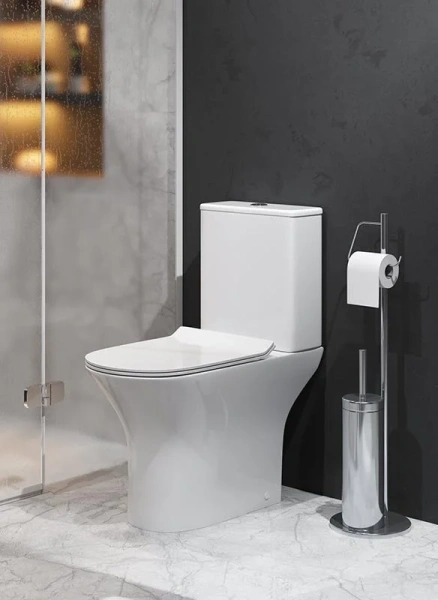 Унитаз компакт Grossman Classic белый GR-4465S (детальная фотография), недорогие, безободковые, сиденье с микролифтом , с антивсплеском, компакт, низкие