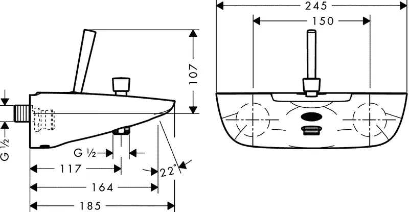 Смеситель для ванны Hansgrohe PuraVida 15472 однорычажный (детальная фотография), для ванны